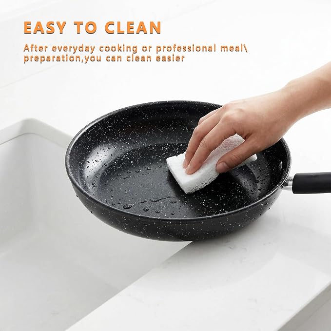 Nonstick Frying Pan 9 Inch Induction Skillet, Non Stick Metal Cookware with Heat Resistant Handle, Omelet Pan for Gas Ceramic Electric Stove, Scratch Resistant Kitchen Pan