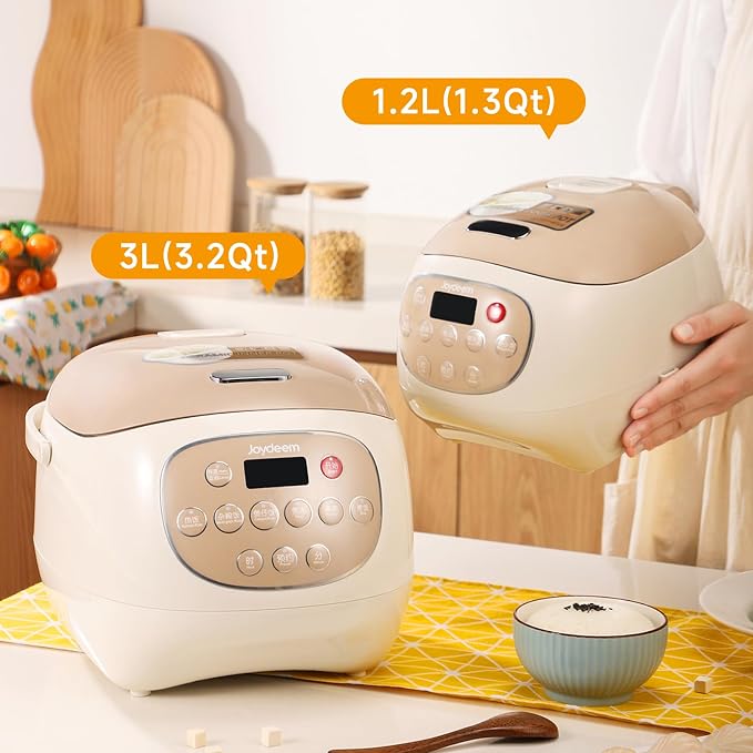 Joydeem Mini Ceramic Rice Cooker, 2.5 Cups Uncooked Rice Cookers with Pure Ceramic Inner Pot, Healthy & PFOA Free, 1.2L/1.3 qt, DFB-C120