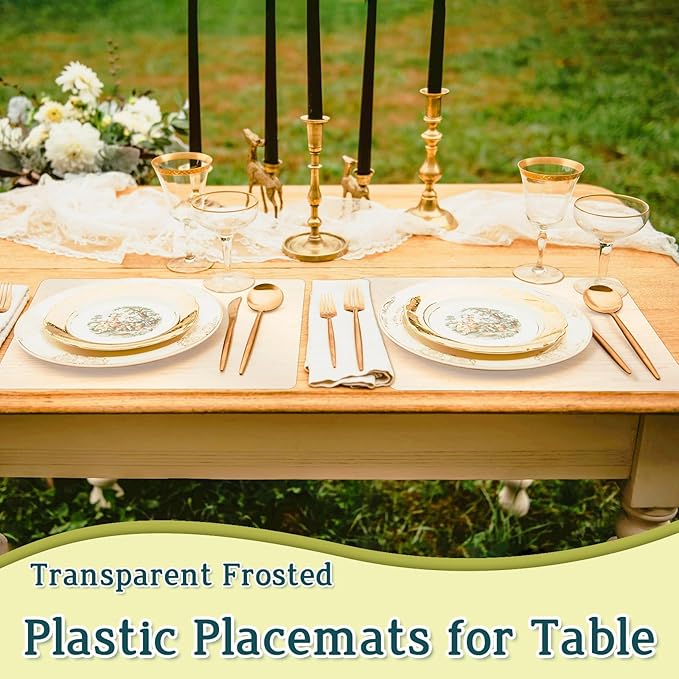 30 Pack Clear Plastic Placemats 17x11 Inch, Wipeable Table Mats Washable Plastic Place Mats for Dining Table Protection Kitchen Use and Craft Projects