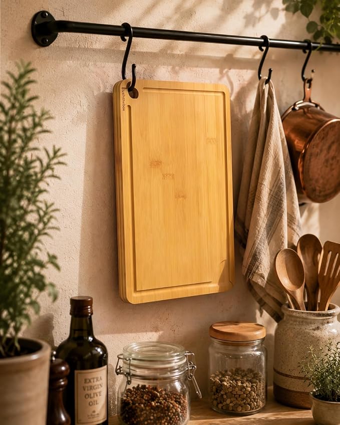 Cutting Board for Kitchen,Wooden Cutting Boards for Meal Prep,18" x 12" XL Carbonized Bamboo Cutting Board for Small Kitchen,Apartment,Meat,Vegetables,Fruit and Daily Cooking