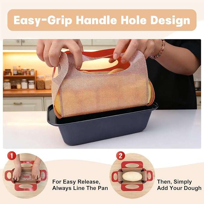 Loaf Pan with Liners Set: Nonstick 9 x 5 Inch Bread Pan for Homemade Baking | 2-Pack for Homemade Oven Baking - Rectangular Baking Tray for Kitchen Home Baker Make Sourdough Banana Sandwich 9x5 Brioche