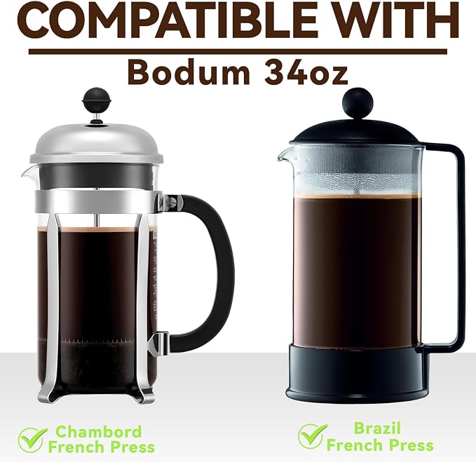 150 Pcs Disposable Coffee Filters for Bodum French Press 34 Oz | White Percolator Filters for Bodum 34oz Brazil French Press, Tear-resistant When Wet, Prevent Coffee Grounds Leakage