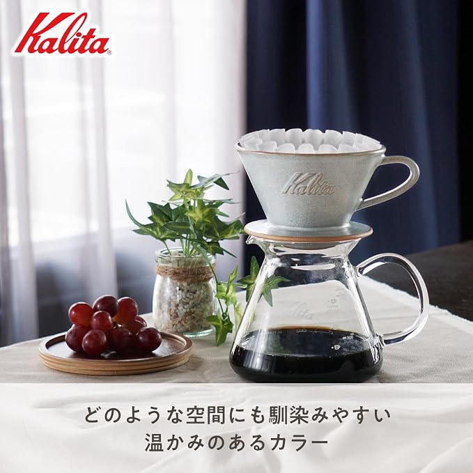 Carita Coffee Dripper Mino Ware High Heat Retention Pottery for 2 to 4 People, Sand Gray #02105 Wave Series, Made in Japan, Drip Equipment, For 2 People, For 4 Cups, Porcelain, Stylish, Outdoor | Wave Series, High Heat Retention Pottery, Made in Japan,...