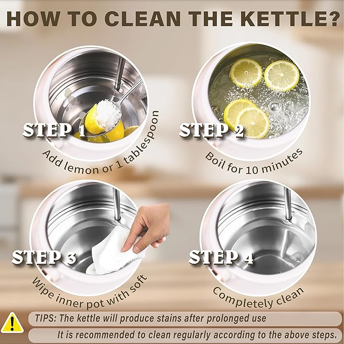 Retro Electric Kettle, 1.7L Stainless Steel Tea Kettle with Large Temperature Gauge, 1500W Fast Heating Hot Water Boiler with LED Indicator, Auto Shut-off & Boil-Dry Protection-Reteo White