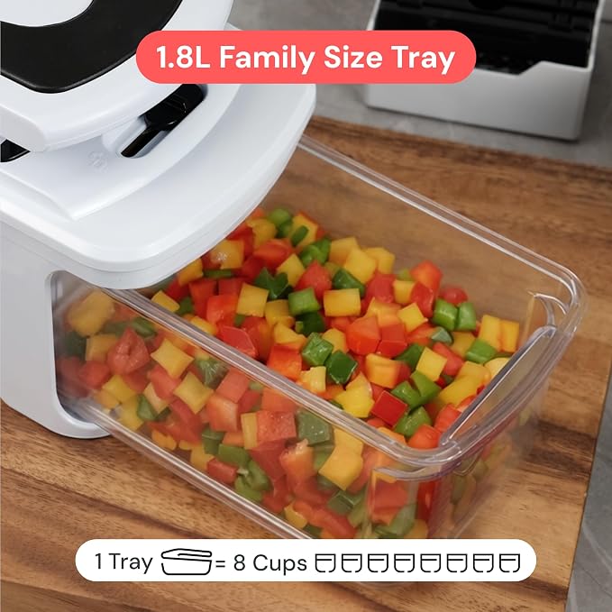 Fullstar Pro XL Vegetable Chopper & Mandoline Slicer w Pull-Out Catch Tray | 11 in 1 Veggie, Onion & Fruit Slicer, Dicer & Grater with Sharp Stainless Steel Blades - XL Food Prep Set ((White)