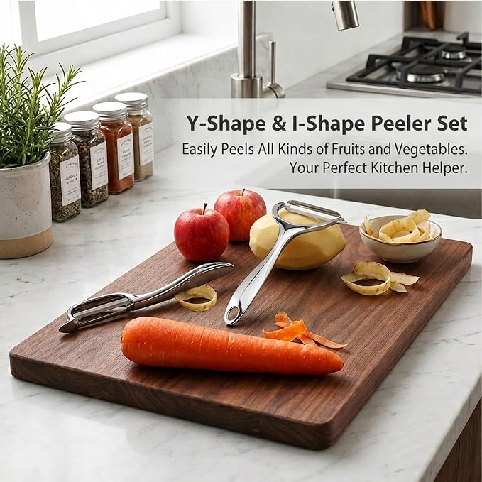 Vegetable Peeler for Kitchen with 2 Orange Citrus Peelers 1 Brush | Ultra Sharp Stainless Steel Swivel Blade,Non-Slip Left Hand Friendly, Easy Peeling for Potatoes, Carrots, Apples and Fruits