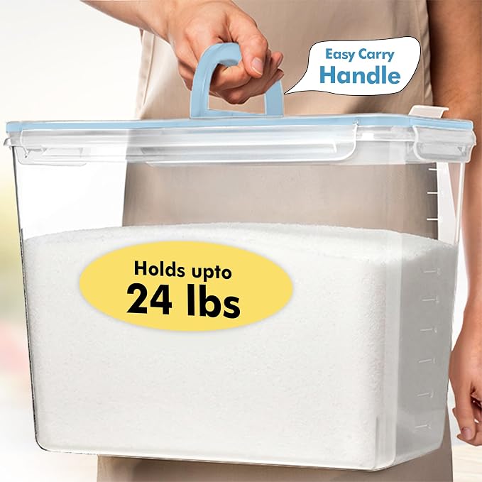 Shazo 2 PC (11L | 372 oz) Flour Sugar Storage Containers with Spout Lid & Easy Carry Handle - BPA Free Extra Large Airtight Food Storage Containers with Lids - Rice Canisters Sets for Kitchen & Pantry