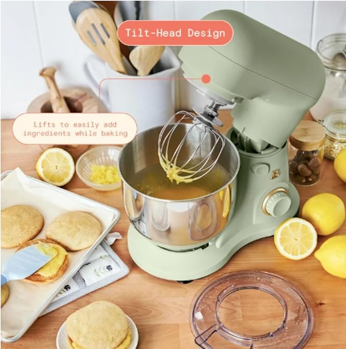 3.5 Qt Stand Mixer, with Flat Beater, Dough Hook, Whisk (Sage Green)