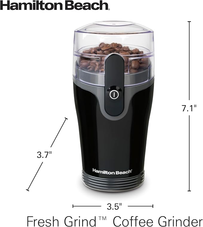Hamilton Beach Fresh Grind Electric Coffee Grinder For Up To 12 Cups | Grinds Coffee Beans, Spices & More | Stainless Steel Blades | Easy-Clean Removable Chamber | Black | 80335RG