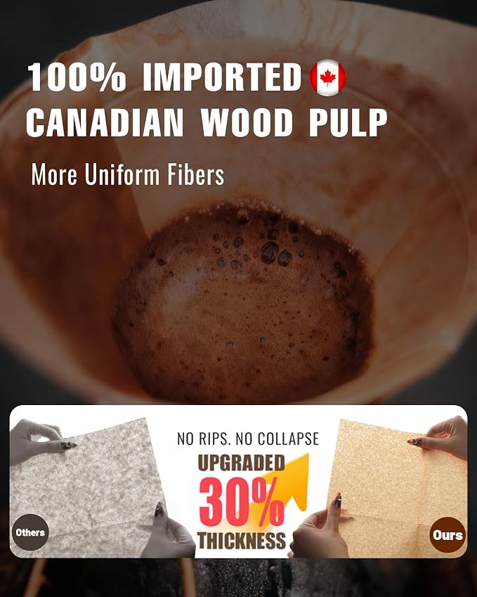 100ct Cone Coffee Filters, for Chemex Pour-Over Coffee Makers | Upgraded Thickness & Purer Taste, Compatible with Most Cone-Shaped Pour-Over Coffee Makers, Convenient Pre-Folded Design
