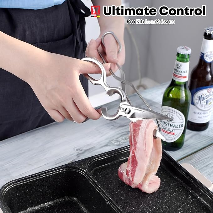 WAGENSTEIGER Kitchen Scissors, Multi-function Dishwasher Safe SUS403 Stainless Steel, Forged, Come Apart, Utility Shears, All Purpose for Cutting Food, Meat, Vegetable, Nutcracker (Food Scissors 1604)