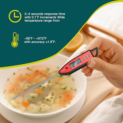 10 Set Digital Food Thermometer Long Probe Instant,Black | Waterproof for Water, Liquid, Candle and Cooking Meat Thermometer Read for Kitchen BBQ Grill Candy