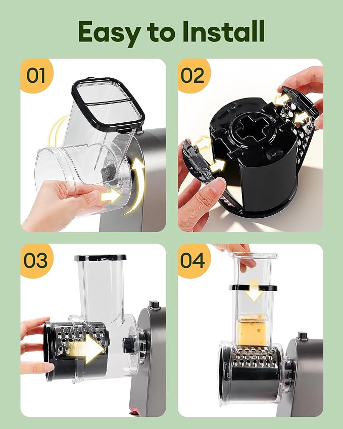 300W Electric Cheese Grater with 5 Stainless Steel Blades | Cheese shredder for Slicing, Shredding and Grinding Cheese, Vegetables, Fruits and Nuts with Easy one-touch Operation.