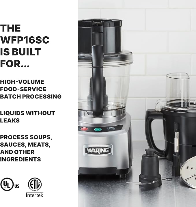 Waring Food Processor with 4-Quart Capacity & Continuous-Feed | 4-Quart Capacity, 2 Horsepower Motor, Continuous-Feed Food Processor