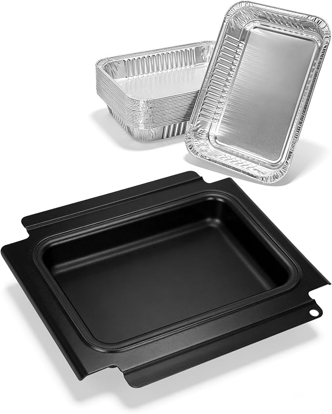80346 Catch Pan with 20 Pack 6415 Drip Pan Liners for Weber Q100 Q120 Q140 and Q1000 Q1200 Q1400 Series Grills, Grease Tray Catcher for Weber Replacement 80346 41887