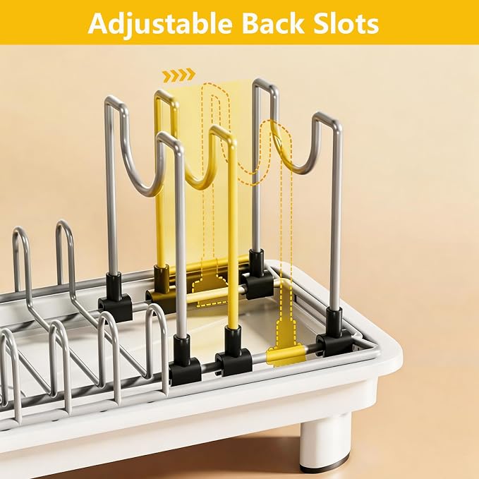 Small Dish Drying Rack,Compact Dish Rack for Kitchen Counter with 360° Rotating Drain Spout and Utensil Holder,Stainless Steel Countertop Dish Drainer for Sink,Space-Saving Design for Small Kitchen