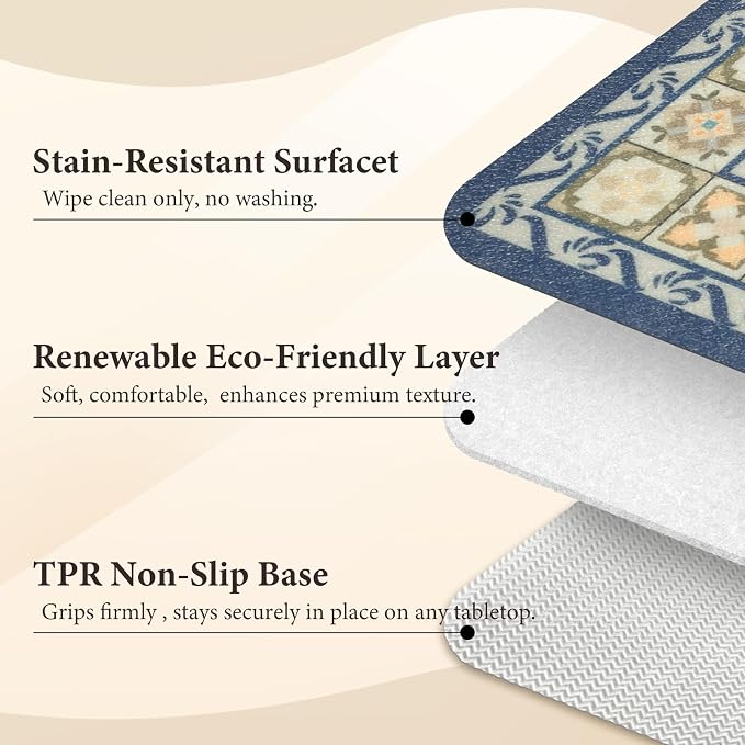 Vinyl Placemats Set of 4-12x17 Inch - Heat Resistant Washable Place Mats Waterproof Non-Slip Wipeable Table Mats for Dining Table Decor, Indoor/Outdoor Plastic Mat