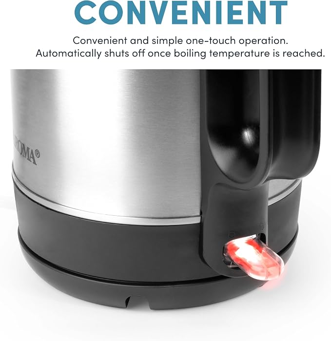 AROMA® 1.7-Liter Electric Kettle with Rapid Boil and Auto-Shut-Off in Stainless Steel (AWK-1401SB)