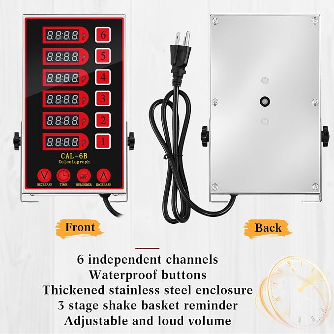 Relaxweex 1 Pack 6 Channel Kitchen Timers for Cooking, Commercial Digital Kitchen Timer with Loud Alarm, Large LCD Display, Restaurant Fryer, Chef, Baking Supplies
