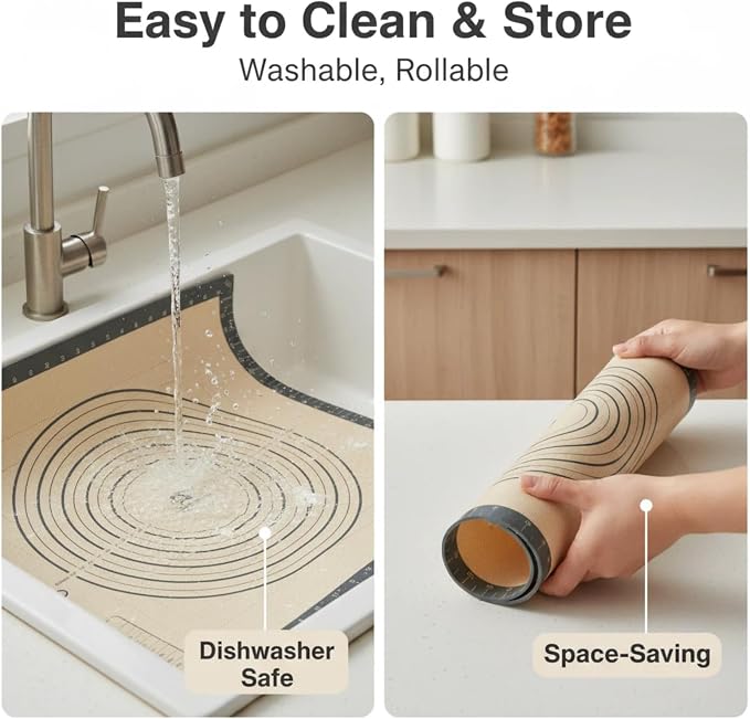 Silicone Baking Pastry Dough Mat - 28x20Inch Extra Large Cookie Bread Rolling Mats Sheet, Nonstick Kitchen Counter Kneading Board Thick Reusable Pie Cookies Pizza Fondant Making Matt Baking Supplies