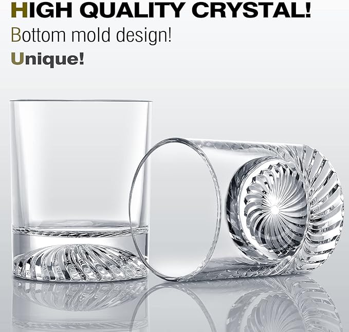 OPAYLY Whiskey Glasses Old Fashioned Glasses Set of 4 12oz Rocks Glasses Gift for Men Women Drinking Bourbon Scotch Cocktails Rum Cognac Vodka at Home Bar