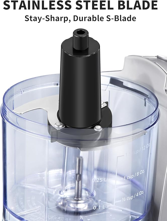 Reemix 1.5-Cup Electric Food Chopper, 100W Mini Food Processor Meat Grinder | One-Touch, Mix, Chop, Mince and Blend Vegetables, Fruits, Nuts, Meats, Stainless Steel Blade (Silver)