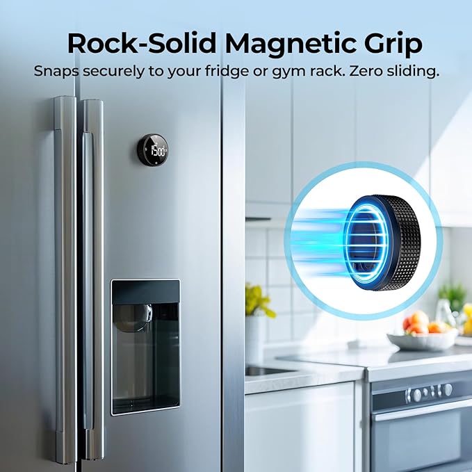 Digital Magnetic Kitchen Timer for Cooking, Large LED Countdown Timer, Rotating Pomodoro Timer, Volume Adjustable, 5/15/25 Min Presets for Kitchen Classroom Grilling Studying