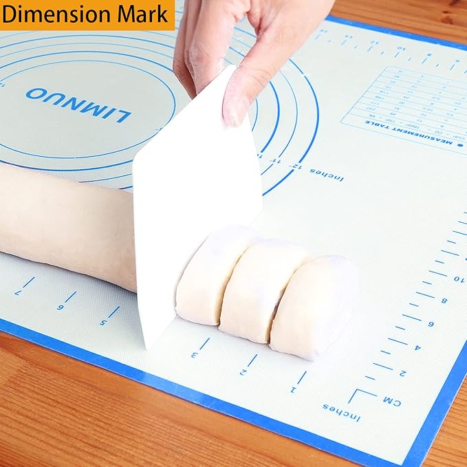 Silicone Baking Mat，Non Stick Rolling Dough with Measurements for Pie Pizza Cookies Fondant Making，Extra Thick Non Slip Silicone Pastry Mat (Blue, XL-20"×28")