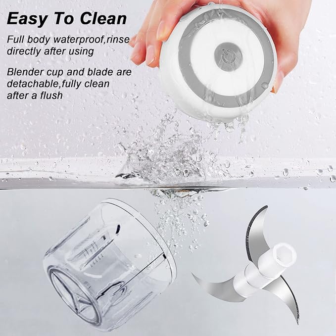 Electric Garlic Chopper, 250ML Vegetable Chopper, Food Chopper | USB Mini Garlic Mincer, Onion Chopper, Portable Small Food Processor for Ginger, Chili, Vegetables