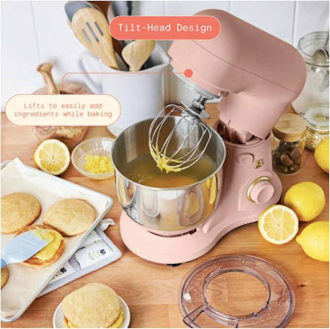 3.5 Qt Stand Mixer, with Flat Beater, Dough Hook, Whisk (Pink)