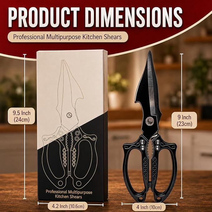 Titanium Kitchen Shears Heavy Duty Stainless Steel Multipurpose Scissors for Chicken, Meat, Poultry & Seafood, Premium Sharp Kitchen Food Scissors