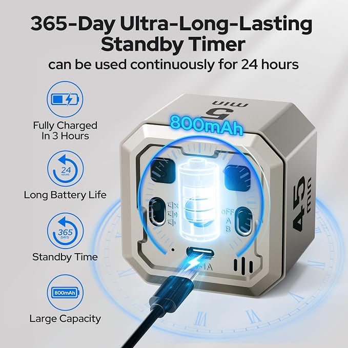 Kitchen Timer Visual Timer for Kids Color Display Gravity Sensor Cube | Digital Pomodoro Timer with Loud Alarm, Magnetic Back, Easy Use for Cooking, Classroom, Study & Productivity