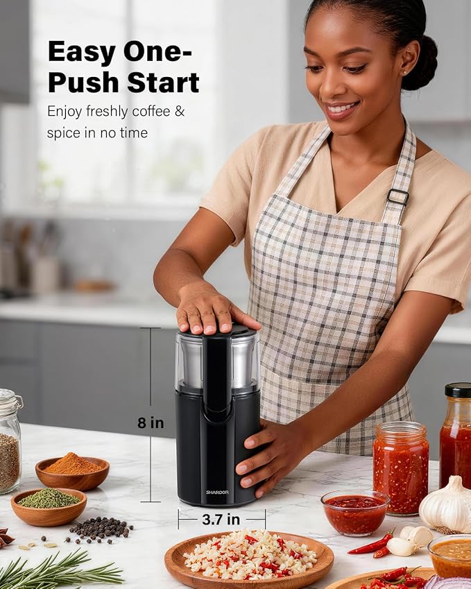 SHARDOR Coffee Grinder Electric, Spice, Herb, Grinder for Coffee Bean Spices and Seeds with 2 Removable Stainless Steel Bowls, Black