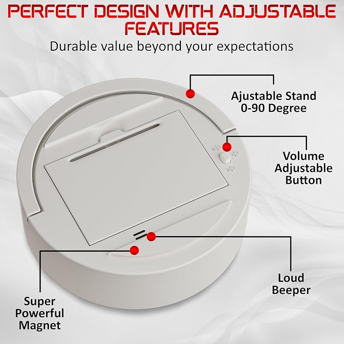 Digital Kitchen Timer with Large LED Display & Pomodoro Countdown | Magnetic rotary twist dial timer with non-slip design, back stand, ideal for cooking, classroom, study, ADHD & productivity.
