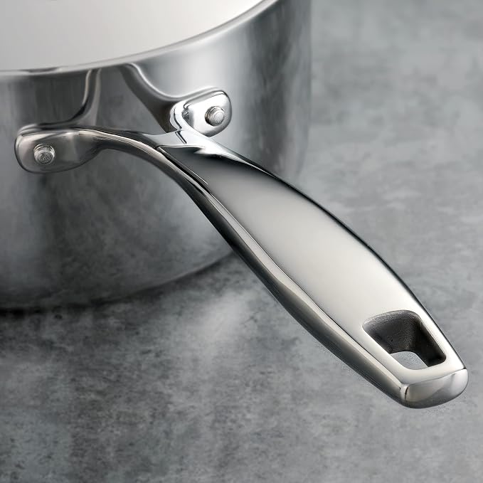 Tramontina Signature Tri-Ply Clad Stainless Steel 4-Quart Sauce Pan | Induction-Ready Large Saucepan with Lid, Dishwasher-Safe, NSF-Certified, Made in Brazil