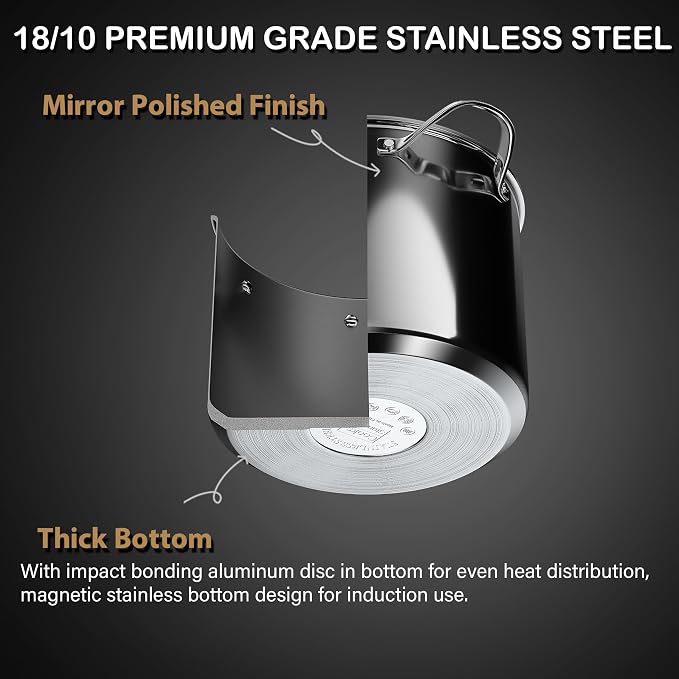 Cooks Standard 12 Quart Pasta Pot Set 4-Piece 18/10 (304) Stainless Steel | Multipurpose Stock Pot with Strainer Insert & Steamer Basket, Spaghetti Cooker with Lid, Induction Compatible