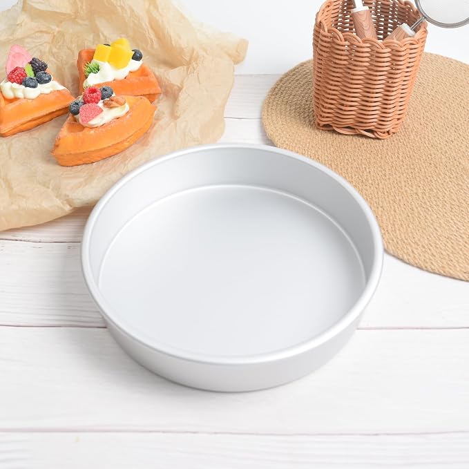 9 Inch Cake Pan, Aluminum Round Cake Baking Pans Tins For for birthday cake party cake, Non-Toxic, Only Handwasher.Silver(9×2 round Cake Pan)