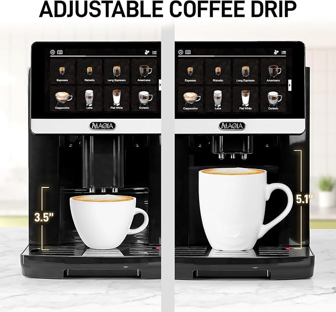 Zulay Magia Super Automatic Espresso Maker Machine with Grinder - 19 Fully Customizable Coffee Options, Auto Cleaning, Milk Foam System - for Latte, Cappuccino- Prime - Silver (13.8x18x9.4)