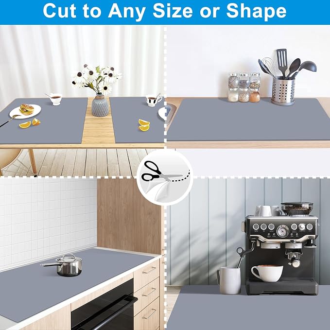 Extra Large Silicone Mat 78.74”x19.69”x0.08”, Multipurpose Silicone Mat Thick Heat Resistant Mat Shipped Rolled Up Kitchen Counter Mat Waterproof Silicone Mats for Kitchen Counter Dark Gray | Thick Nonslip Silicone Counter Mat, Waterproof Kitchen Count...