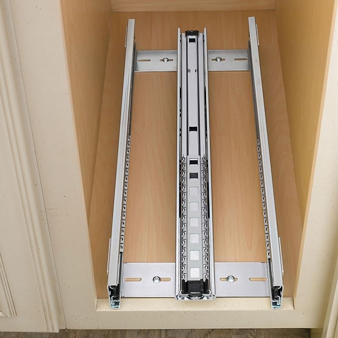 Rev-A-Shelf Pullout Kitchen Cabinet Organizer, Min Cabinet Opening 7" W | 7" W Full Extension Slide-Out Organizer with Adjustable Shelves for Full Height Base Cabinets, 448-BC-6C