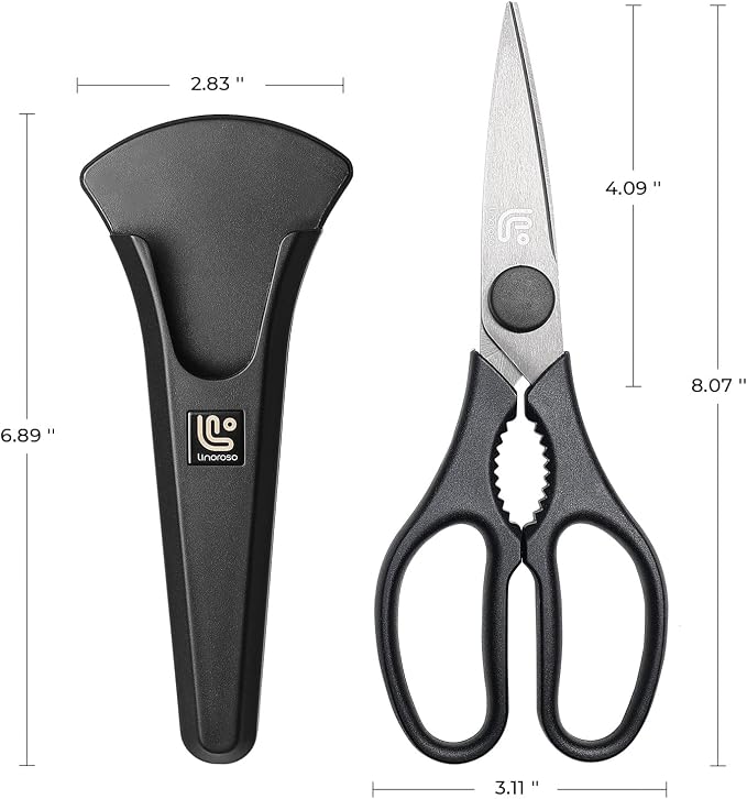 Kitchen Scissors All Purpose Kitchen Shears with Magnetic Holder, Heavy Duty Scissors Shears Dishwasher Safe, Come Apart Food Scissors for Meat, Poultry, Cooking, BBQ, Vegetable, Herbs, Black