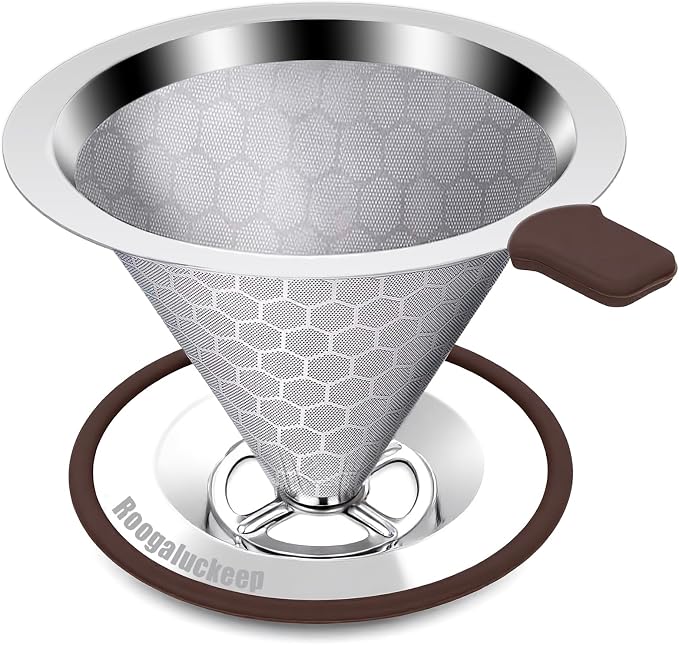 Pour Over Coffee Maker, Reusable Stainless Steel Filter | Easy to Clean, No Paper Waste. BPA-Free, Plastic-Free Coffee Filter. Eco-Friendly, Reusable, 1-2 Cup Size