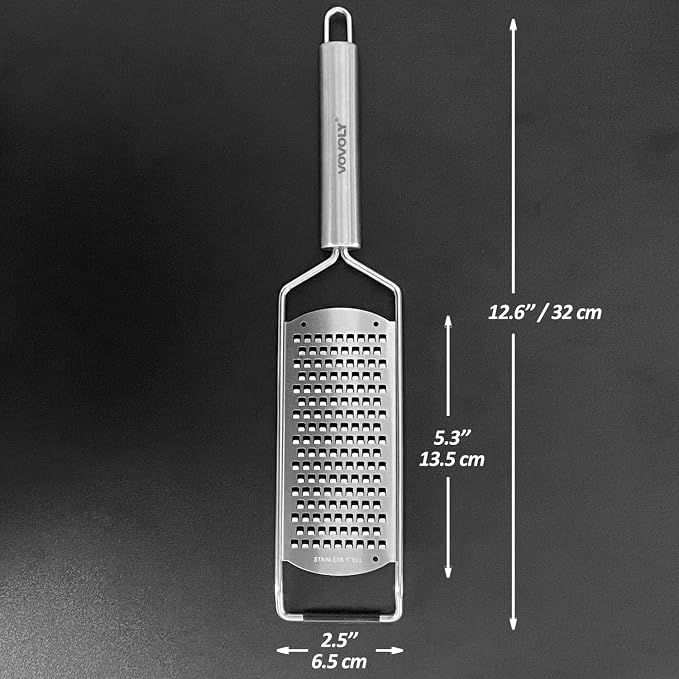 Professional Zester Grater Coarse for Cheese, Carrot, Ginger, Coconut, Nuts and Horseradish, Kitchen grater with Razor-Sharp Stainless Steel Blade (Coarse)