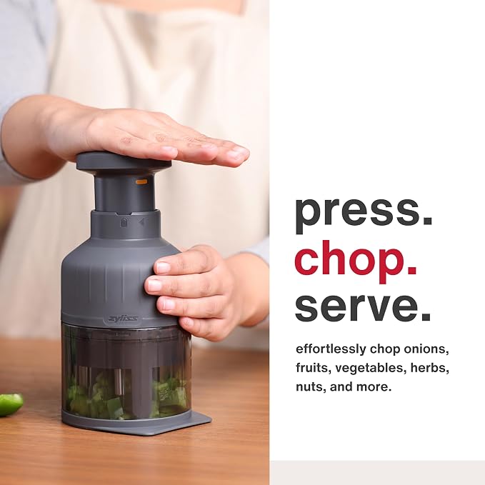 Zyliss Zick Zick Classic Food Chopper - Convenient for Easy, Healthy Meal Prep - Manual Vegetable Chopper with Stainless Steel Blades - Compact & Dishwasher Safe - Zick Zick 3.0 | Manual Vegetable Slicer and Dicer with Stainless Steel Blade for Onions,...