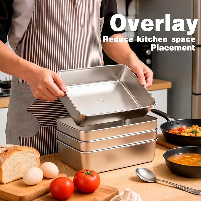 2 Pack Stainless Steel Bread Loaf Pan, 8.5" x 5.7" Rectangle Baking Tin, Sourdough & Banana Bread Pans for Homemade Cake, Dishwasher Safe