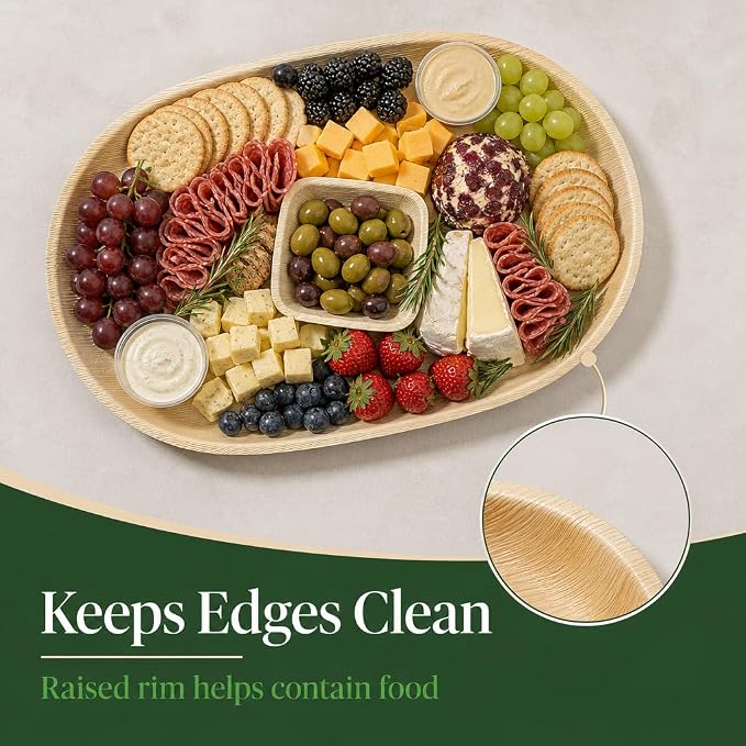 Disposable 17" x 12" Bamboo Trays (10 pieces) Bamboo Serving Platters, Disposable Boards, Eco-Friendly Dinnerware For Weddings, Catering, Events