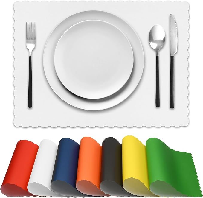 Disposable Paper Placemats – Premium, 100 Pack of White Scalloped Edge Placemats, Perfect Size 10x 14