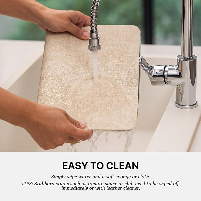 Baroyal Faux Leather Placemats Set of 8 Vinyl Washable Wipeable Table Mats for Kitchen Dining Table Heat Resistant Waterproof Modern Indoor/Outdoor Placemats Non-Slip Easy Clean Place Mats (Beige)