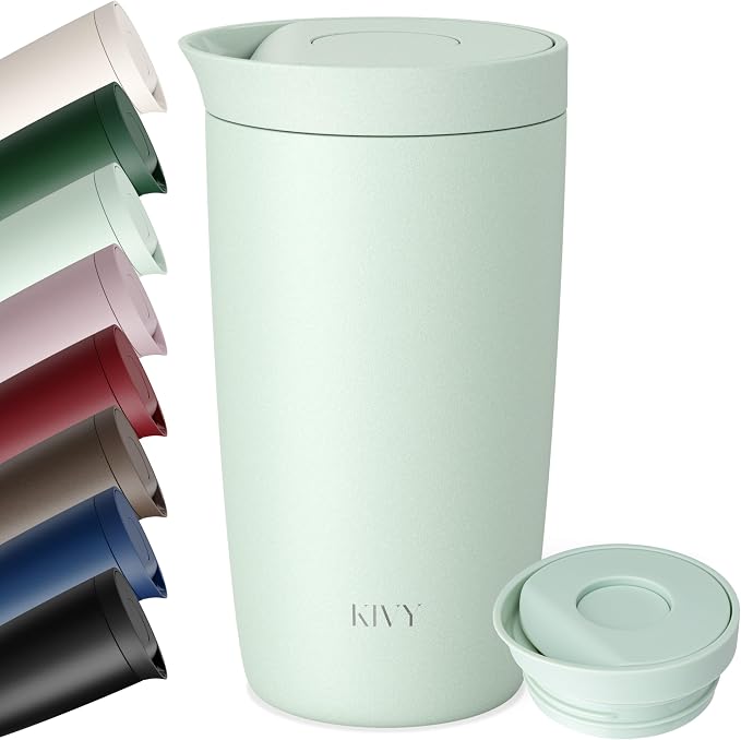 KIVY Travel Coffee Mug Tumbler [24h Cold | 6h Hot] Insulated Coffee Tumbler Stainless Steel - Leak Proof Coffee Travel Mug - 12oz Insulated cup to go for hot & cold drinks - Cups for Women & Men
