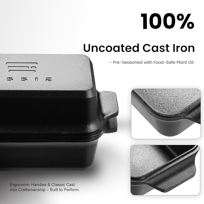Cast Iron Loaf Pan with Lid, 9×5 Dutch Oven for Sourdough Bread Baking, Dutch Oven Pot with Lid for Bread Baking, Bread Pans for Baking, Pre-Seasoned (3 pieces, 2.2 QT Each)